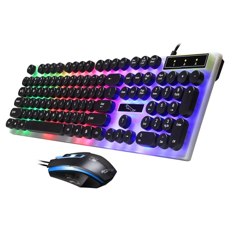 G21 игровая мышь и клавиатура в стиле ретро с высокой клавиатурой, компьютерная светящаяся круглая кнопка, USB-клавиатура и мышь, бесплатная доставка