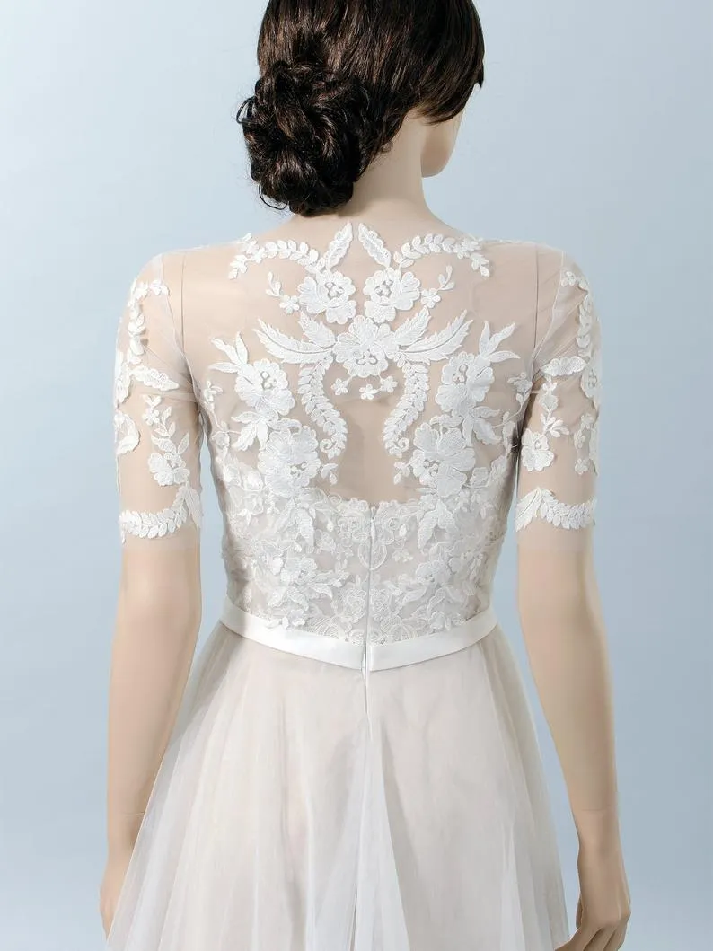 plus size lace bolero for wedding dress Dove Lace Bolero