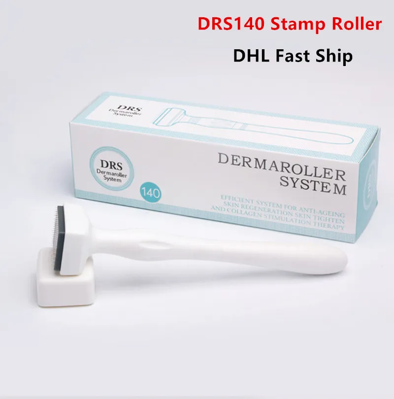 Vente en gros Derma rouleau 140 DRS en acier inoxydable Microneedle Derma Stamp Outils pour la peau Soins de beauté DHL rapide des navires
