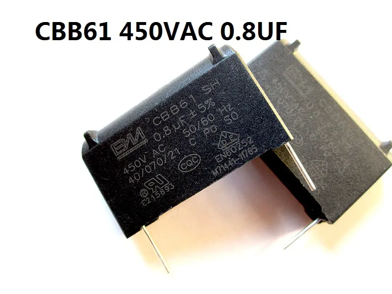 0.8UF 450VAC CBB61 Kondensatorfläktfan Fan Start Kondensatorkapacitans