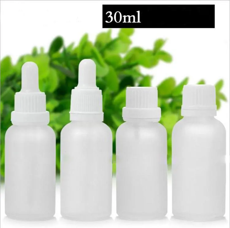 White Dropper Cap Glass Round Dropper Bottle 30ml Travel Portable Frosted Essential Oljebehållare 30 ml