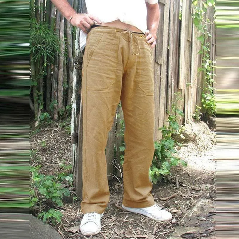 Pantalon Lino Blanco Hombre Pantalones Casuales De Lino Para