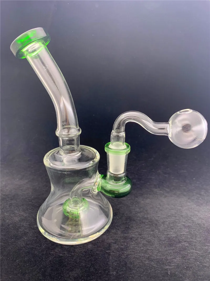 Dab oil Rig bong Thick Glass beaker Bongs Inline Perc Water Pipes 14mm Joint small recycler Bong With glass oil burner pipe dhl free