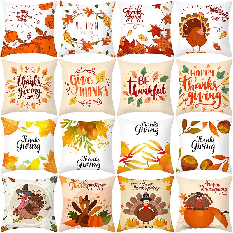 Kerst Kussensloop Halloween Thanksgiving Pumpkin Kussensloop 45 * 45cm Perzik Skin Stof Kussenhoes Daling Merry Xmas Kussensloop