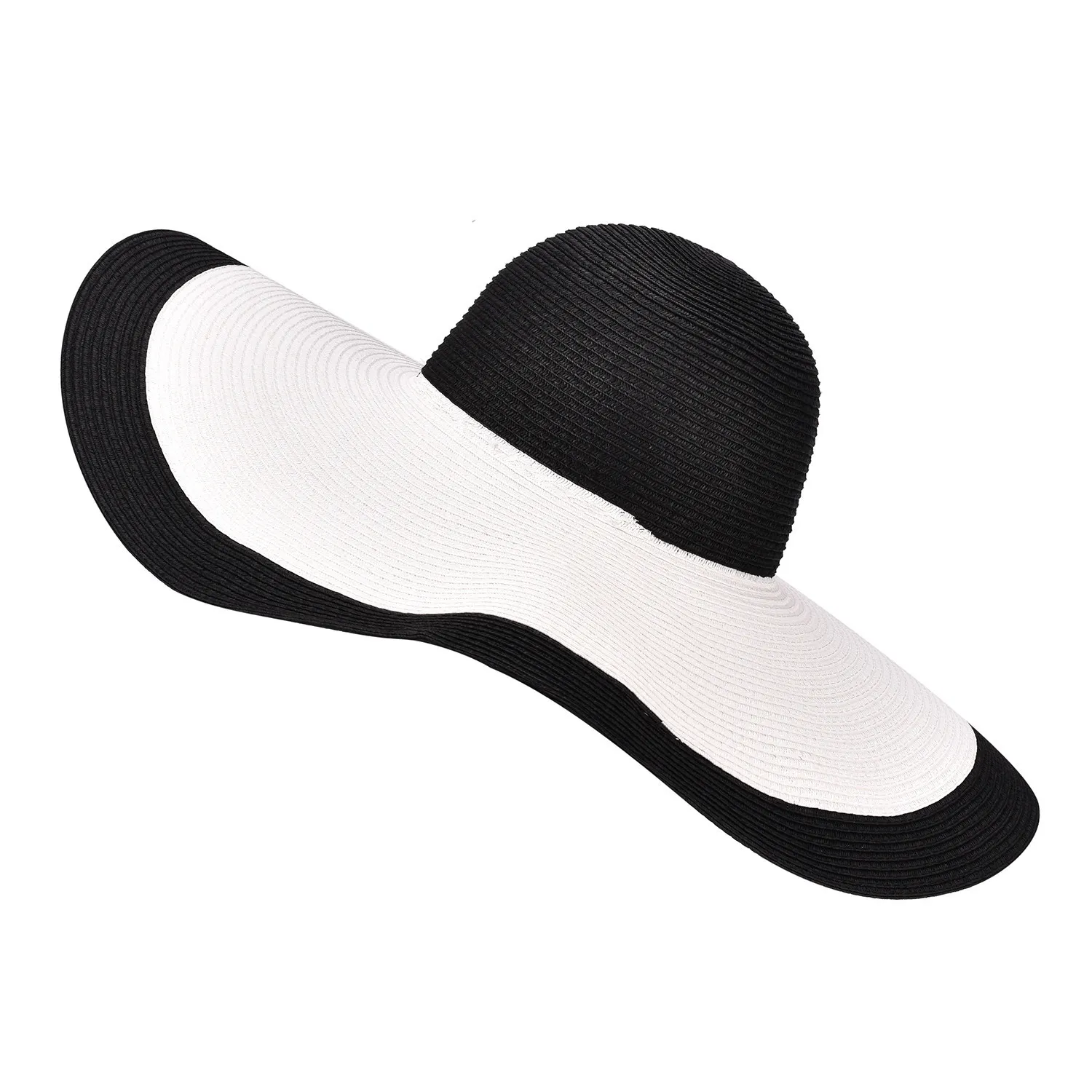 Women Sun Hat Church Wide Brim Black White M22025( Black white hat) Audrey Hepburn Hat 19.75 main image 2