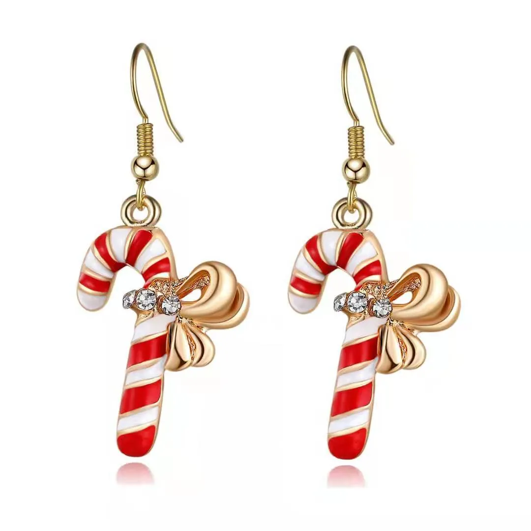 Christmas Candy Cane Hoop Earrings – Red & White Enamel Hoops, Festive Holiday Jewelry For Women, 1.18 Inch Diameter - View #10