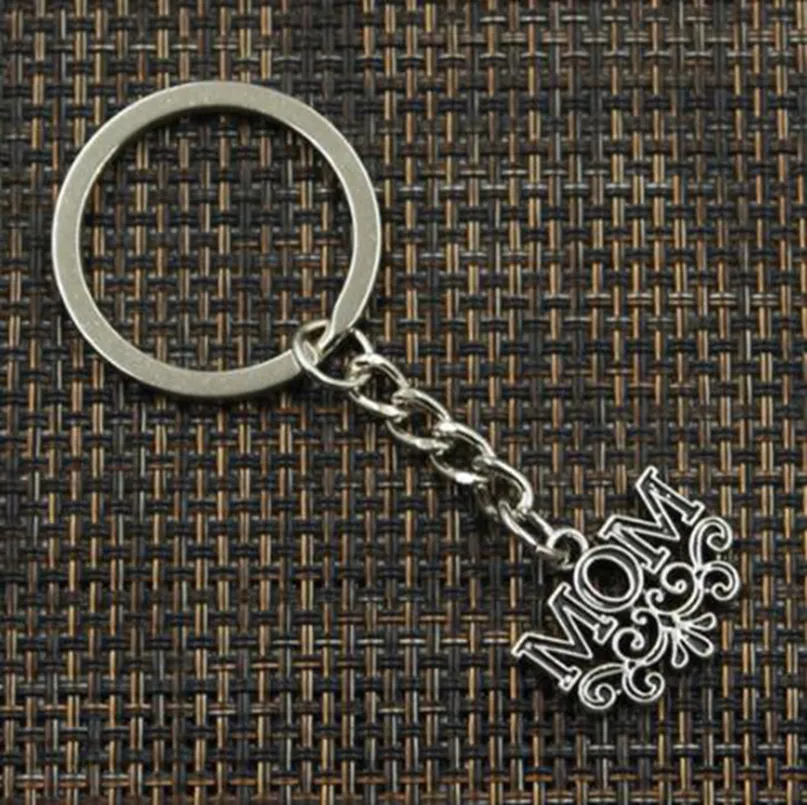 neue 20pcs / lot DIY Zubehör Antik Silber-Zink-Legierung Mom Blumen Anhänger Kette Schlüsselanhänger Schlüsselanhänger