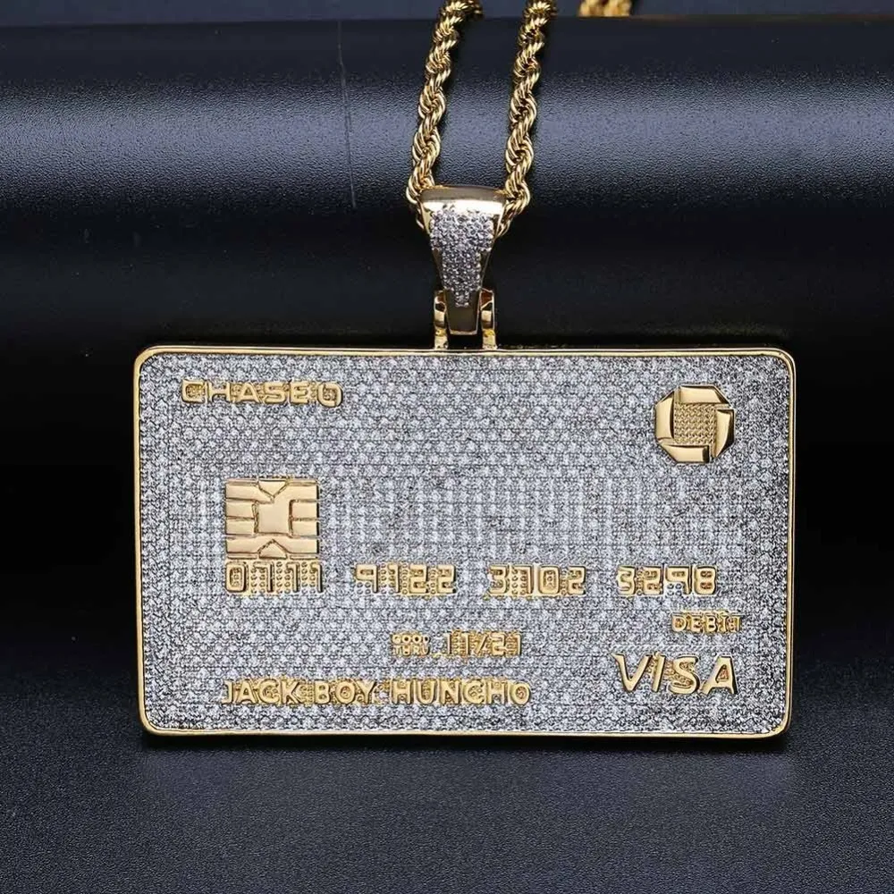 Iced Out CZ Iced Out Pendants With Tennis Chain Charm Mens