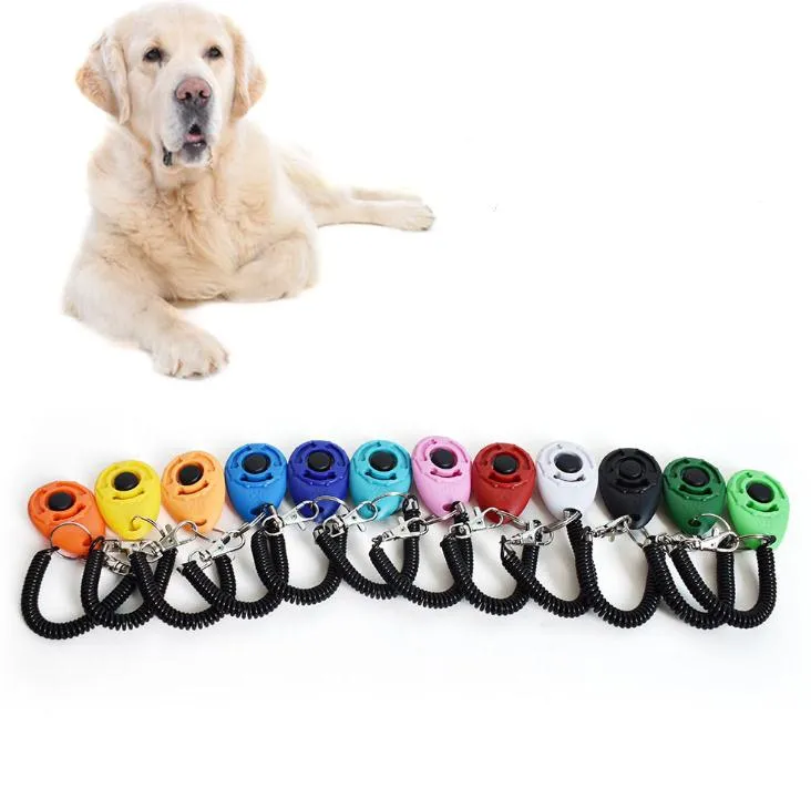 Hundetrainings-Klicken Clicker Agility Trainings-Trainer-Aid Dog Training Obedience Zubehör mit Teleskop Seil und Haken 12 Farben SN3202