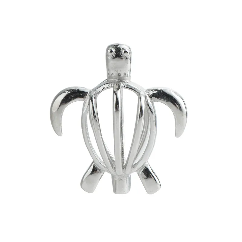 Animal Médaillon Cadeau Cage Argent Sterling 925 Amour Wish Perle Tortue Cage Pendentif Charm 5 Pièces