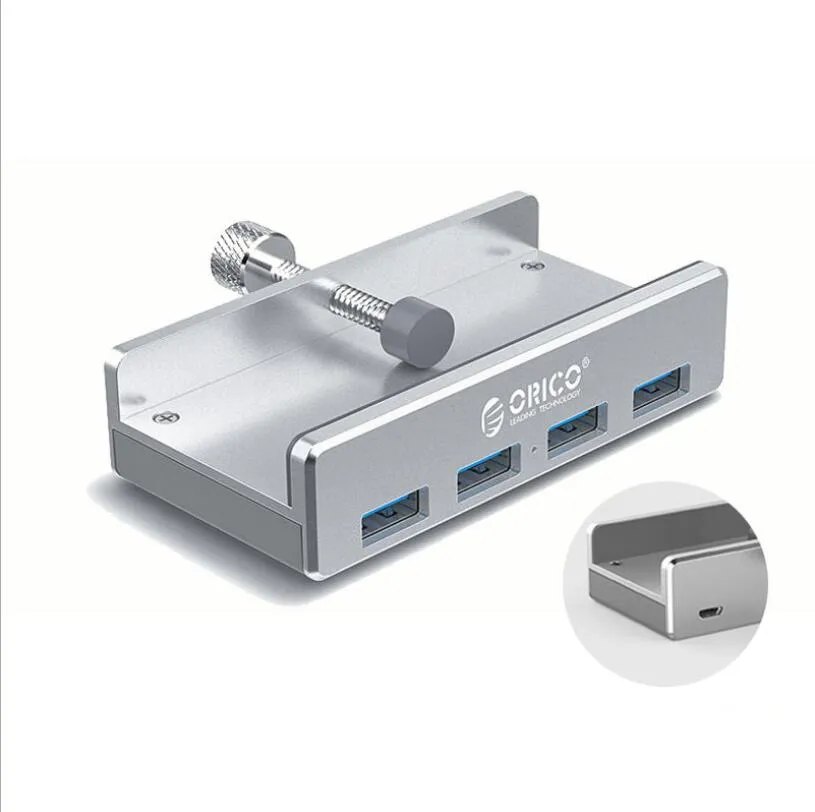 ORICO CLIP-TYPE USB3.0 HUB Aluminium Externa Multi 4 Portar USB Splitter Adapter för skrivbords bärbara dator tillbehör (MH4PU)
