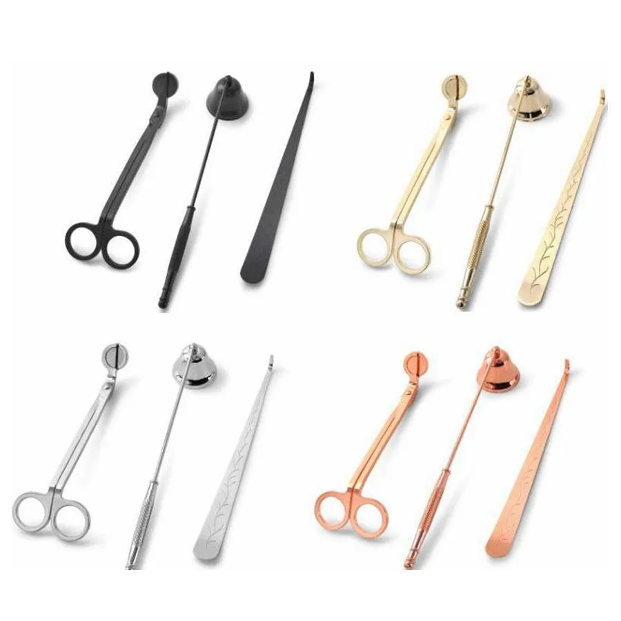 Candle Accessory Gift Pack 3 in 1 Set Stainless Steel Candle Bell Snuffers Wick Trimmer Candle Wick Dipper 3pcs/set