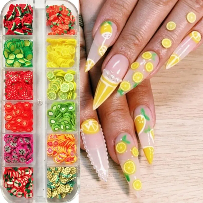 Buy D.B.Z.® 2 Boxes 3D Nail Art Kit Fruit 24 Designs & Shapes Polymer  Slices DIY Nail Art Slices Colorful Crystal Flower Fruit Clay Nail Slice  Nails Sequins DIY Nail Art Marking