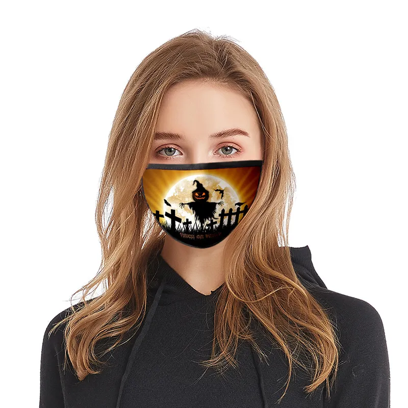 Halloween pumpkin 3D printing Designer face mask cotton reusable face masks Out Door Sport Riding Masks Cotton Designer Mask 