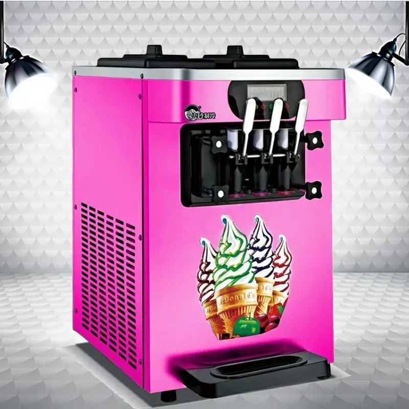 Three-color ice cream machine commercial automatic cone sundae machine desktop soft ice cream machine for sell