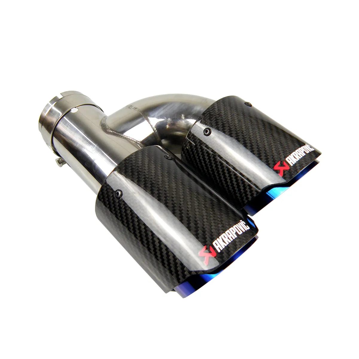 GTPARTS Universal Dual Carbon Fiber Burnt Blue Stainless Steel Universal  Auto Akrapovic Exhaust Tip Double End Pipe From Gtparts, $73.37