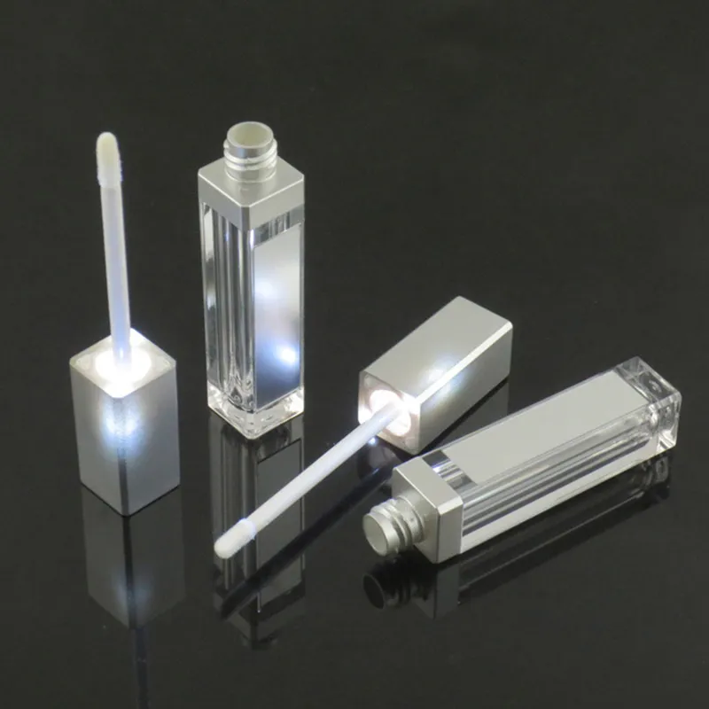 7ML LED Licht Zwart Cosmetische Lippenstift Containers Make up Tool Plastic Vierkante Concealer Fles Lipgloss Buis met spiegel 20pcs160G