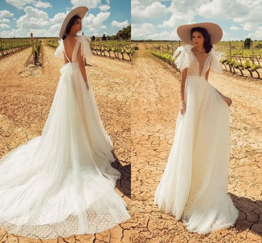 A-Linie Brautkleid 2020 rückenfreie Brautkleider elegantes Brautkleid klassisches weißes spitzes langes Kleid Abito Da Sposa