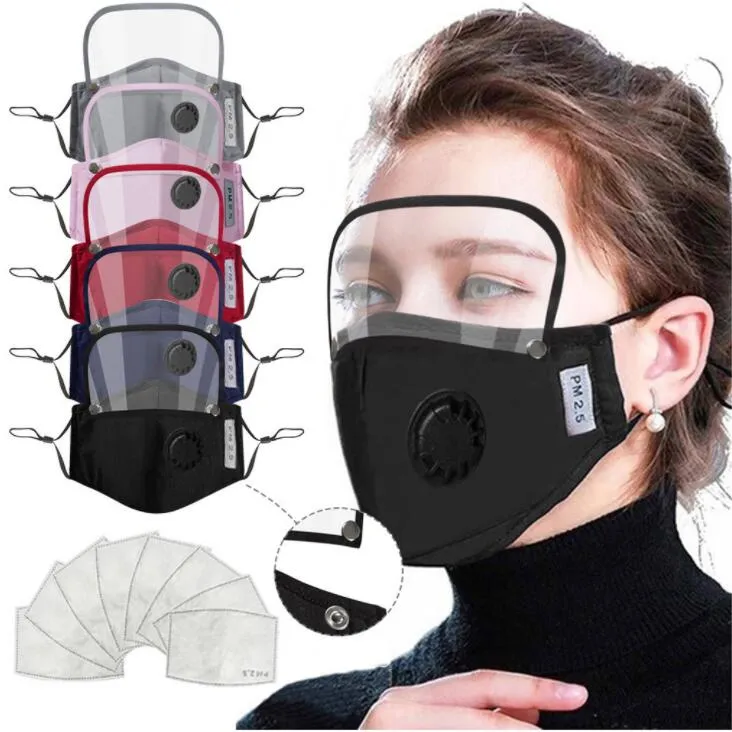 Masken Kinderventil-Gesichtsmaske mit 2 Filtern 2-in-1-Mundmaskenabdeckung Abnehmbare Augenschutz-Gesichtsmaske Anti-Staub-Schutzmasken LSK403