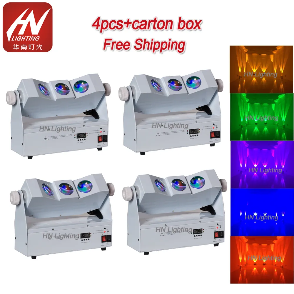 4 stks Bruiloft DJ Lights Draadloze Uplighting 3x10W RGBA 4in1 Tri-Beam LED Muurwasmachine DMX Uplight Batterij Powered Stage Effect Light