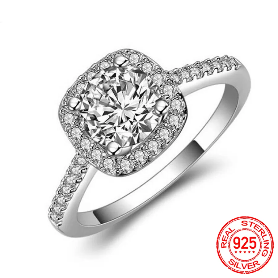 Bague de fiançailles classique en diamant de laboratoire 1ct, bague en argent Sterling 925 pour femmes, bague d'anniversaire, bagues de mariage en argent 925, bijoux XR461294Y