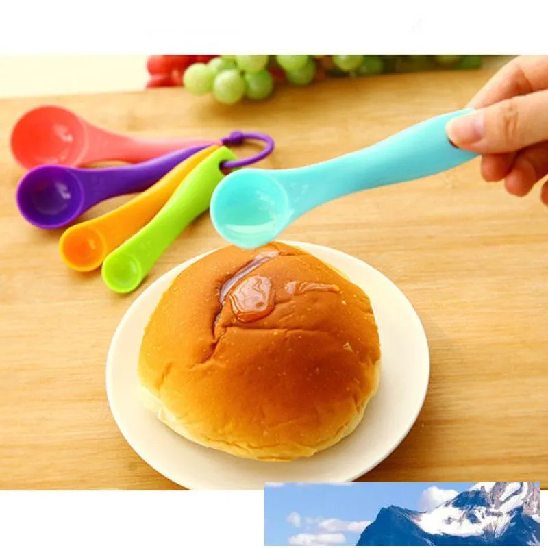 5pcs/set Colorful Measuring Spoons Plastic (1 / 2.5 / 5 / 7.5/ 15ml) Measure Spoon Sugar Measure Scoop Cake Baking Spoons BH2977 TQQ