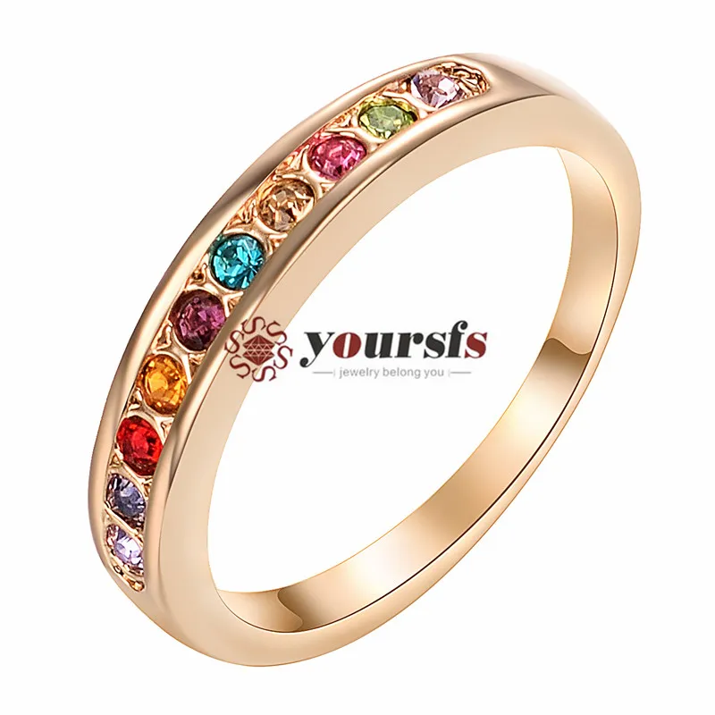 Yoursfs Fashion Jewelry Austrian Crystaring 18 K Gold blanco Plantado Uso Claro Cristal Simulación de piedras preciosas Anillos de boda nupcial para mujeres