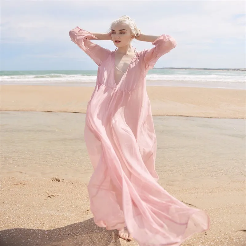 long sleeve pink chiffon dress boohoo Women's Chiffon Cut Out Maxi Dress in Bright Pink