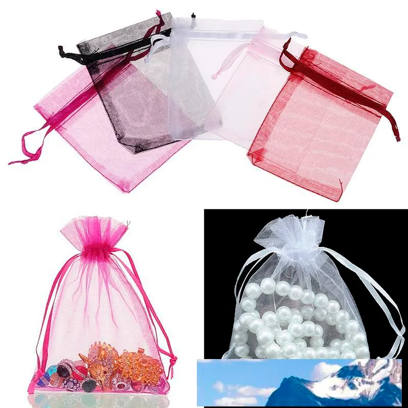 100 PC / 가방 Organza 선물 가방 보석 사탕 가방 결혼식 호의 가방 메쉬 선물 파우치 컨테이너 주최자 파티 공급