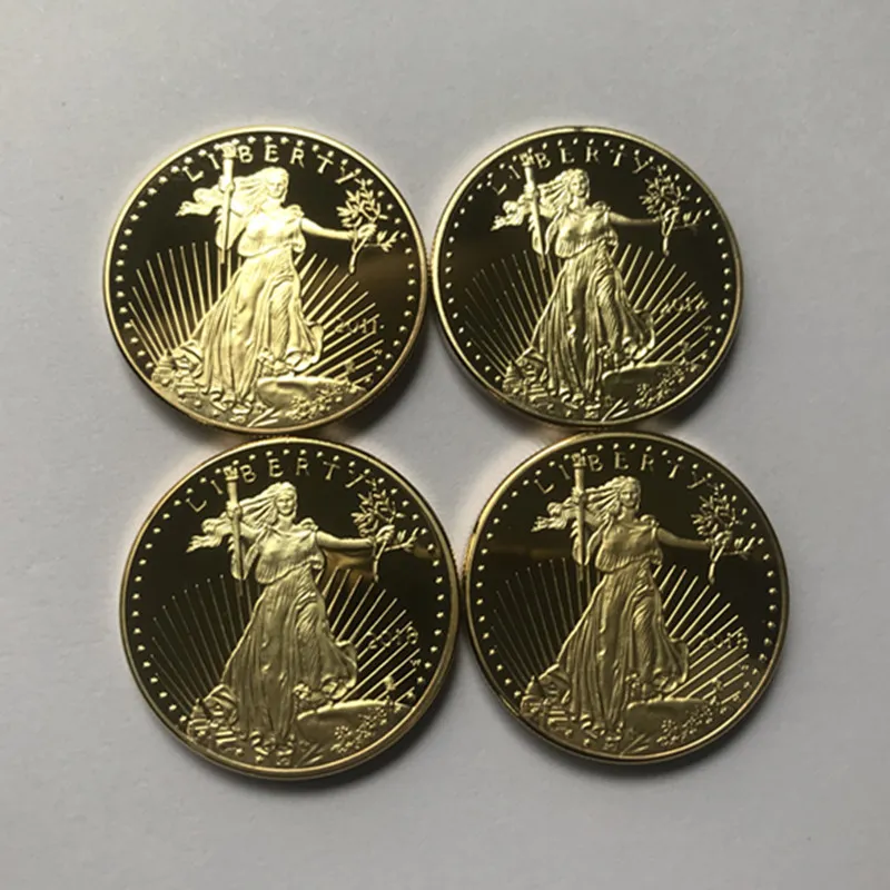 4 Pcs Non Magnetic Freedom Eagle 2011 2012 Badge Gold Plated 32 6 Mm American Statue Drop Acceptable Coins