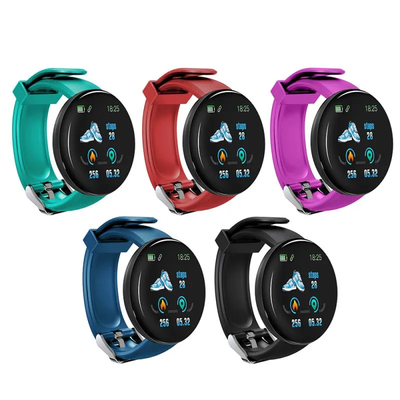 D18 Smart Watch Pulsera impermeable tasa de corazón Presión arterial Pantalla de color Sport Tracker Smart Smistband Smartband Pedómetro para iOS Android