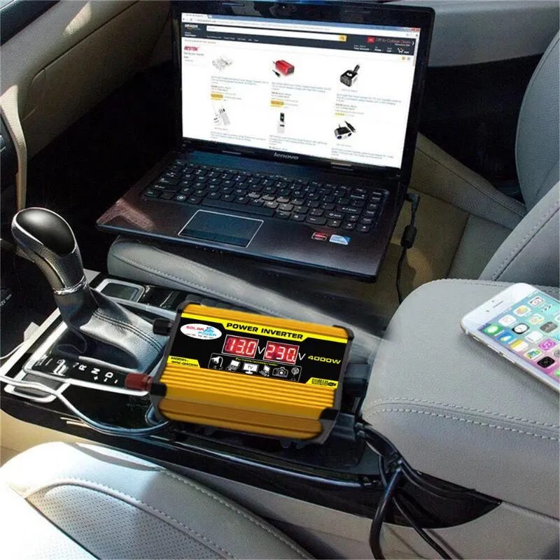 Onduleur Voiture 4000W 12V Vers 110V - Convertisseur DC/AC Avec Prises Et Protections (max 8000W)