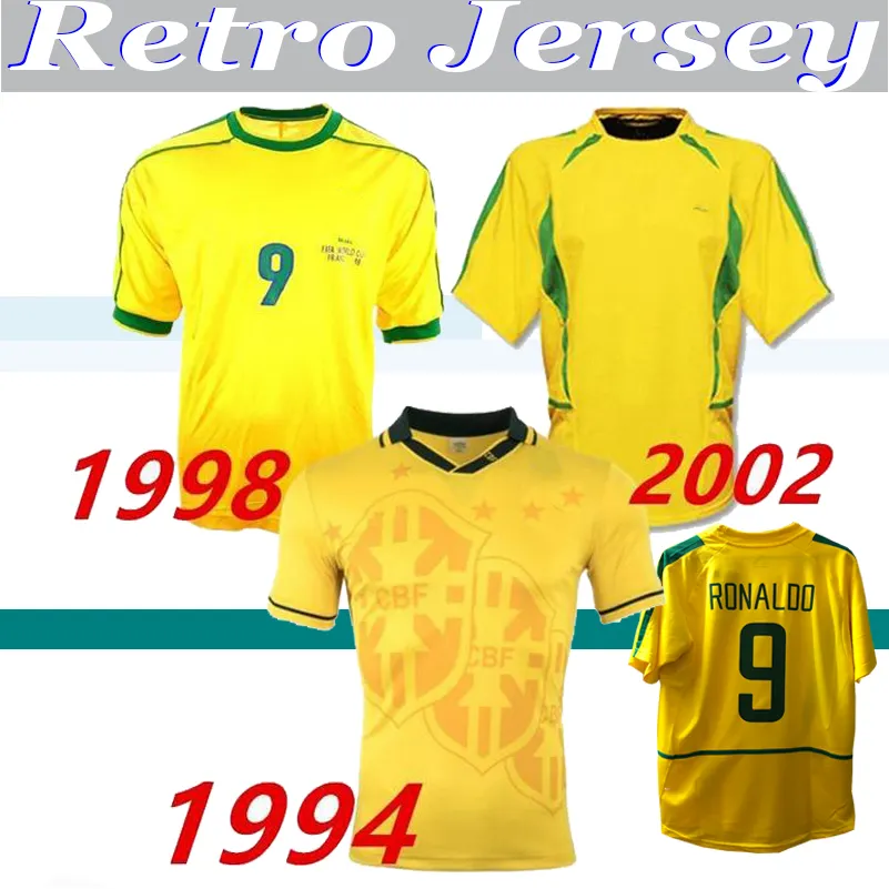 1994 1998 2002 maillots BRASILIING RETRO chemise Rivaldo VINTAGE Carlos Romario Ronaldo Ronaldinho 94 98 02 maillot de football camisa de futebol