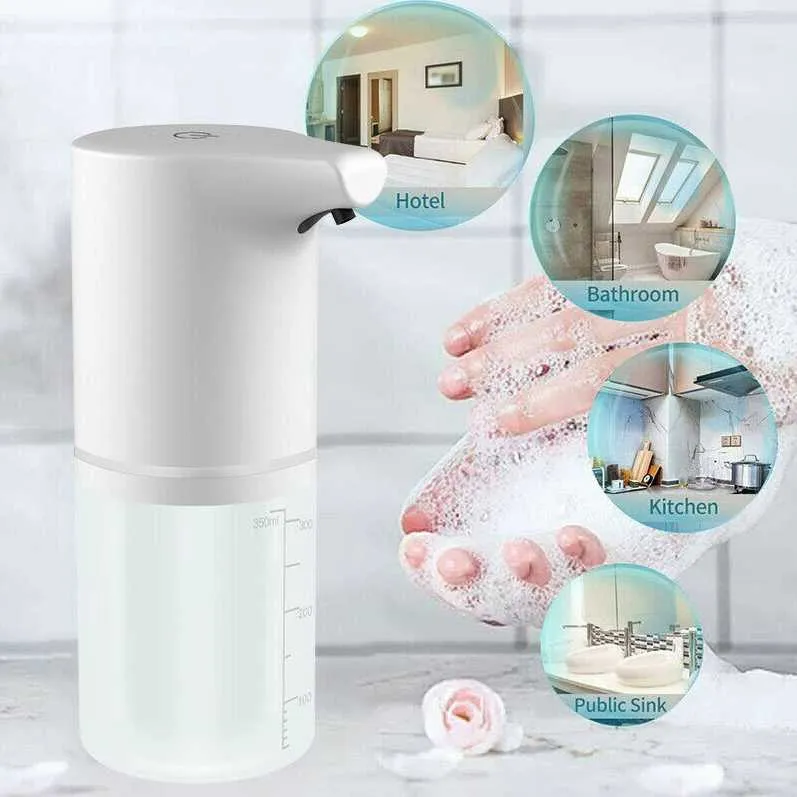 Anqtovp Space Gray Automatic Foaming Soap Dispenser Touchless Hand Foam Dispenser for Bathroom Kitchen USB-C Charging