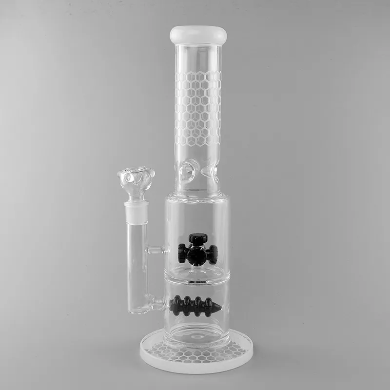 14.5-Inch Unique Perc Filter Beaker Hookah Bong - Straight Type Glass Water Pipe with Glass Bowl