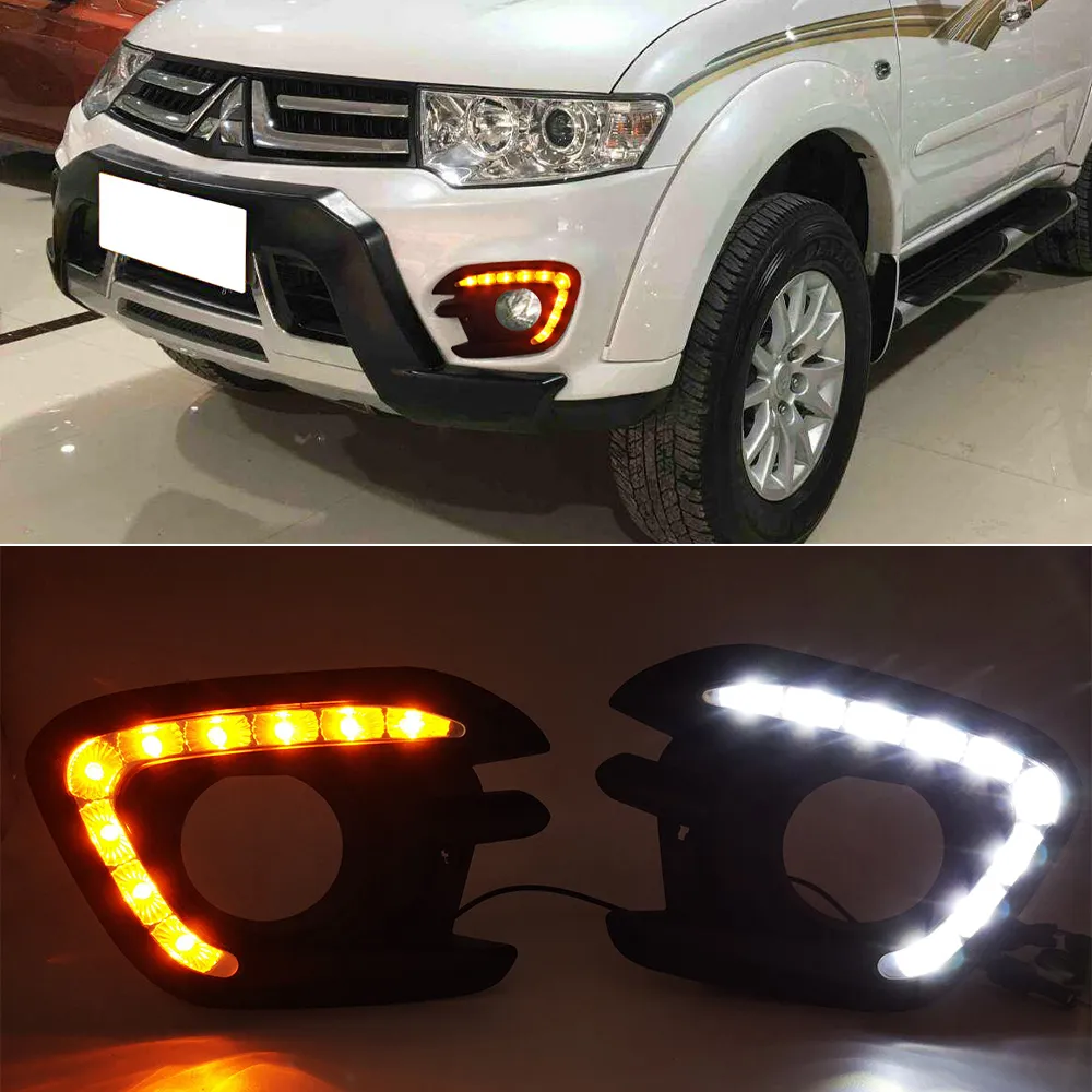 1 Set LED DRL Mitsubishi Pajero Sport Montero Sport 2013 2014 2015 Feux de jour lampe de brouillard Cover Car Styling