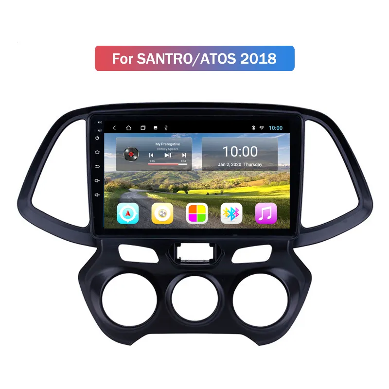 Android Car Video Radio Odtwarzacz DVD dla Hyundai Santro / ATOS-2018 z Multimedia GPS GPS Głowica Bluetooth