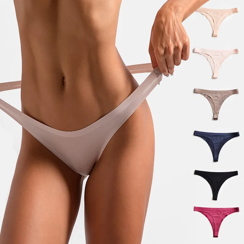 Wholesale Ice Silk Panties Sexy Briefs Seamless Thongs Women