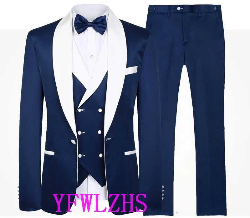 Custom-made One Button Groomsmen Shawl Lapel Groom Tuxedos Men Suits Wedding/Prom/Dinner Best Man Blazer(Jacket+Pants+Tie+Vest) W310