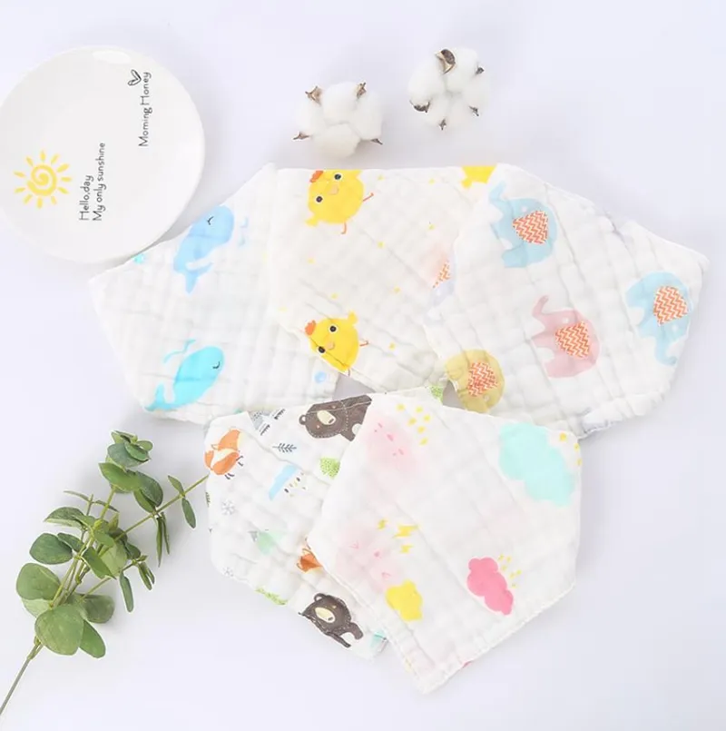 INS Animal Print Muslin Baby Bibs Newborn Smock Yoofoss Muslin Burp