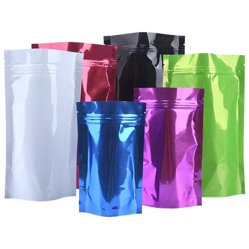 Colorido pó Food Storage Bag calor selável Stand Up Pouch folha de alumínio auto vedação saco de plástico grosso