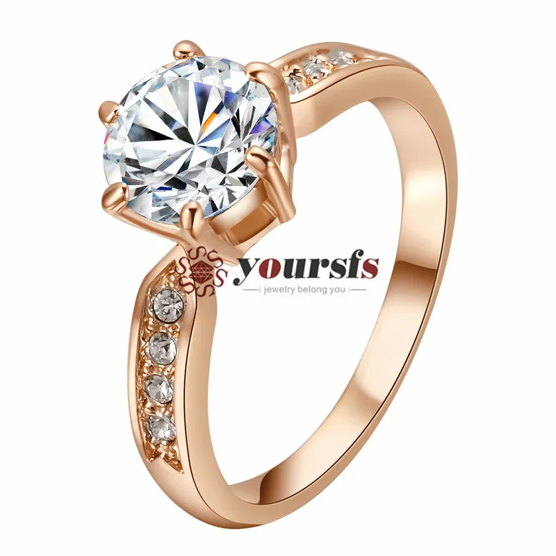 Yoursfs Hot Sale Free Shipping Wedding 18 K White Gold Plated Use Austria Crystal 2CT Emulational Diamond Engagement Bride Ring R185W1