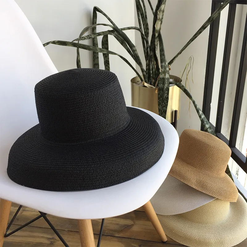 Audrey Hepburn Strohhut, versenkt, Modellierwerkzeug, glockenförmig, breitkrempig, Vintage, hohe vorgetäuschte Fähigkeit, Touristen-Strandatmosphäre_voghion.com