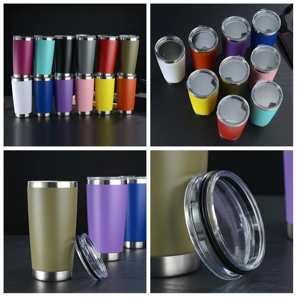 12Colors 20oz de aço inoxidável tumbler isolado caneca de cerveja de café xícara térmica com tampas de vedação Casa de vácuo Bebida de carro FFA4149 100 pcs