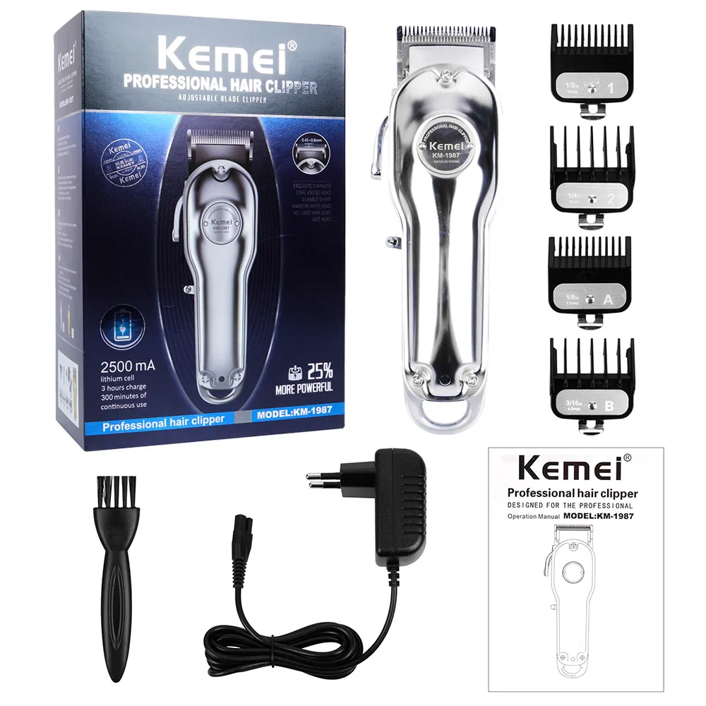 Cortadora de pelo de metal eléctrico profesional recargable recortador de cabello para hombres Máquina de corte de pelo inalámbrico Clade ajustable Cortadora de Pelo