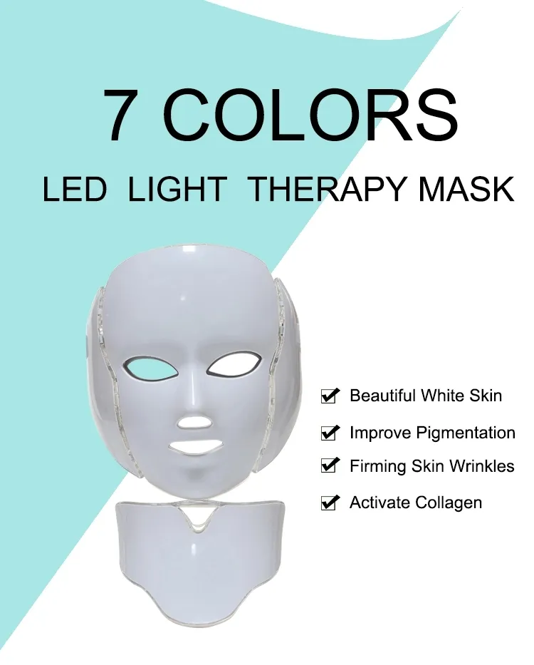 2022 New 7 Colors Led Light Beauty Facial Therapy Skin Care Face Whitening Machine Phototherapy Neck PDT Led Mask388