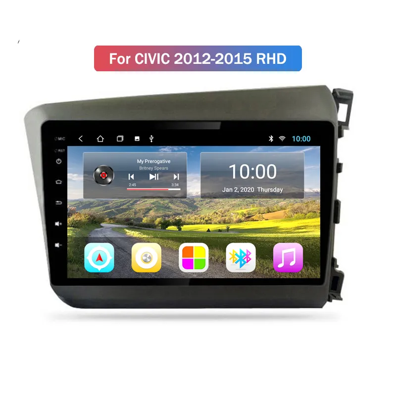 1024 * 600 Android 자동차 비디오 라디오 Honda Civic 2012-2015 RHD GPS 네비게이션 시스템