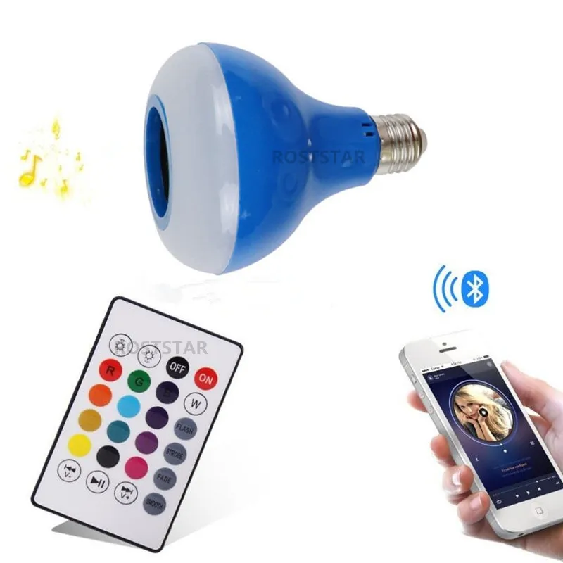Hot Koop 18W E27 Smart RGB Bluetooth Luidspreker LED Lamp Licht Muziek Afspelen Dimbare Draadloze LED-lamp met 24 sleutels Afstandsbediening.