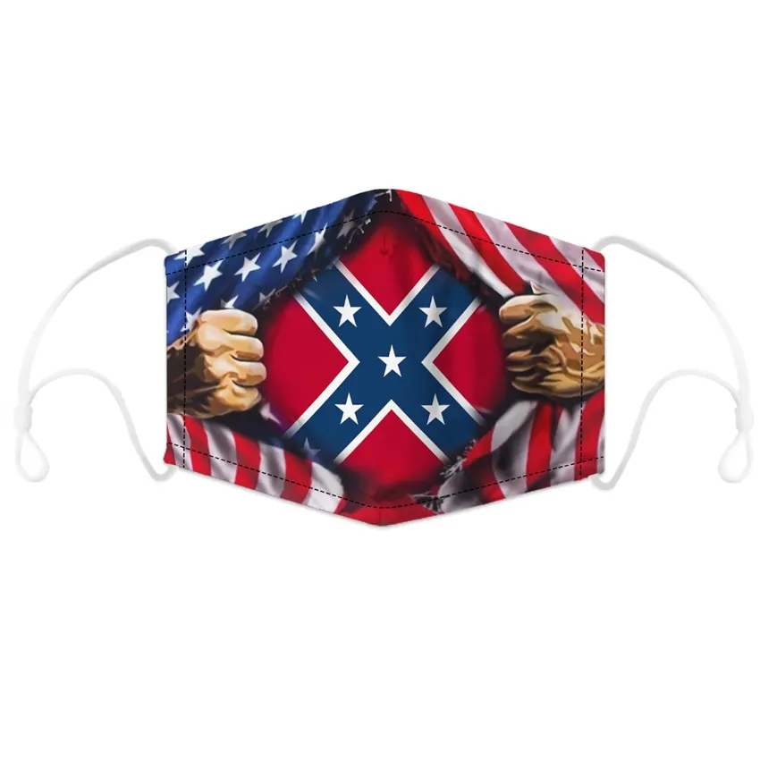 Masque de visage de drapeau confédéré anti-poussière US Bataille Drapeau du Sud Masques de bouche Drapeau de guerre civile Lavable Masques de coton réutilisables CYZ2578