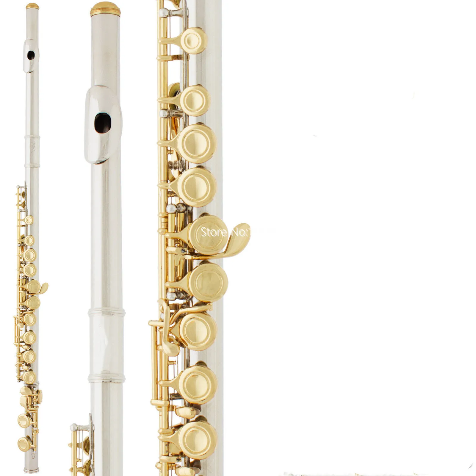 フルート、ニッケルメッキ、16キー、閉じた穴、Cチューン